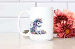 colorful Baby Unicorn with Provencal Town Product Image 2