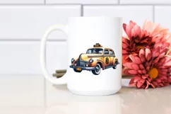Vibrant Vintage Taxi Clipart Product Image 2