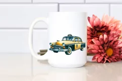Vibrant Vintage Taxi Clipart Product Image 2