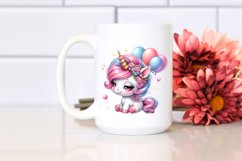 Cool Haircut Baby Unicorn with Baloons | Clipart Product Image 2