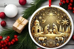 Round Christmas Ornament Sublimation|Clipart Product Image 1