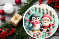 Round Christmas Ornament Sublimation|Clipart Product Image 2