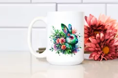 Abstract Rabbit with Plant Leaves and 3D Flowers, PNG Product Image 2