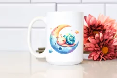 Colorful Baby Snail Sleeping Moon | Sublimation | Clipart Product Image 2
