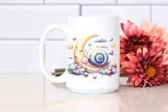 Sleeping Baby Snail Moon Clipart Product Image 2
