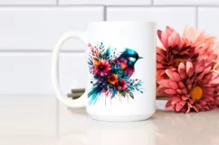 Colorful Summer Flowers, Bird Clipart Product Image 2