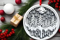 Round Christmas Ornament Sublimation|Clipart Product Image 1