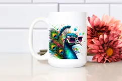 Colorful Peacock in Sunglasses, Quirky Art Product Image 2