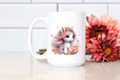 Cute Baby Unicorn Spring Petals | Clipart Product Image 2