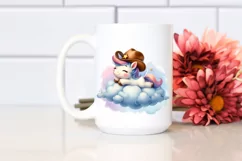 Baby Unicorn Cowboy Hat on Cloud | Clipart Product Image 2