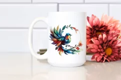 Abstract Vibrant Bird with Flowers PNG Product Image 2