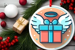 Round Christmas Ornament Sublimation|Clipart Product Image 2