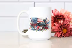 Watercolor Train with Flowers, USA Flag | Sublimation | Product Image 2