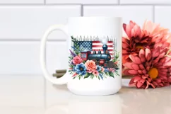 Watercolor Train with Flowers, USA Flag | Sublimation | Product Image 2