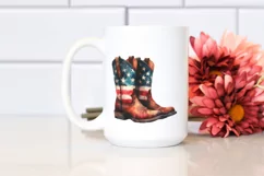 Washed Boots USA Colors Watercolor Clipart Product Image 2