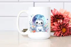 Colorful Baby Ringed Seal Moon Clipart Product Image 2