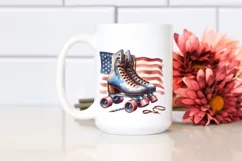 Vintage Roller Skates USA Flag Sublimation Clipart Product Image 2