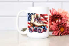 Vintage Roller Skates USA Flag Sublimation Clipart Product Image 2