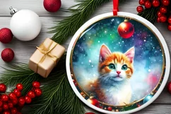 Christmas Cat Ornament Sublimation PNG Product Image 2