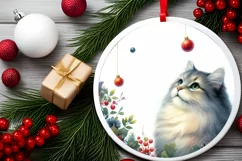 Christmas Cat Ornament Sublimation PNG Product Image 2