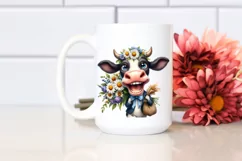 Expressive Cow with Flower Bouquet PNG Product Image 2