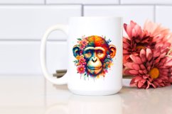 Retro Monkey with Flowers, Vibrant Art Product Image 2