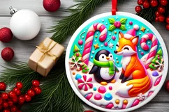 Round Christmas Ornament Sublimation|Clipart Product Image 2