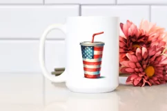 Watercolor Vintage Plastic Cup USA Flag Collors | Clipart Product Image 2