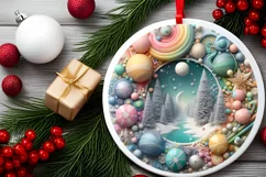 Round Christmas Ornament Sublimation|Clipart Product Image 2