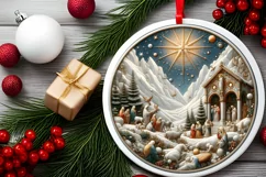 Round Christmas Ornament Sublimation|Clipart Product Image 2