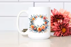 Watercolor Abstract Vibrant Whreath with Orange Roses Product Image 2