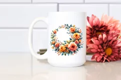 Watercolor Abstract Vibrant Whreath with Orange Roses Product Image 2