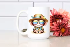 Colorful Cute Baby Monkey with Sun es and Sun Hat | Product Image 2