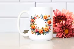 Vibrant Floral Frame with Orange Roses PNG Product Image 2