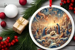Round Christmas Ornament Sublimation|Clipart Product Image 1