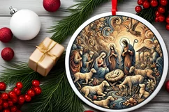 Round Christmas Ornament Sublimation|Clipart Product Image 1