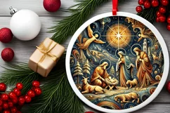 Round Christmas Ornament Sublimation|Clipart Product Image 1