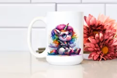 Cute Unicorn with Cool Haircut PNG Product Image 2