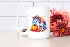 Vibrant Unicorn with Pumpkins | Sublimation Clipart Product Image 2