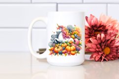 Vibrant Unicorn with Pumpkins | Sublimation Clipart Product Image 2