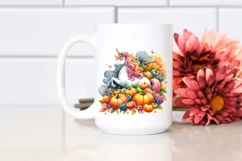 Vibrant Unicorn with Pumpkins | Sublimation Clipart Product Image 2
