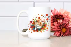 Colorful Cat Autumn Leaves PNG Product Image 2