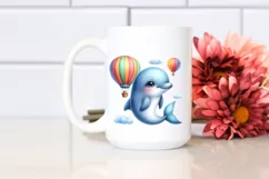 Colorful Baby Dolphin Hot Air Baloon | Clipart Product Image 2