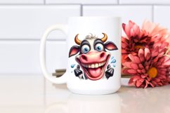 Watercolor Crazy Funny Cow Clipart Product Image 2