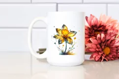 A Shiny Daffodil Clipart with Watercolor Splash Product Image 2