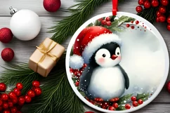 Winter Penguin Ornament Sublimation PNG Product Image 2