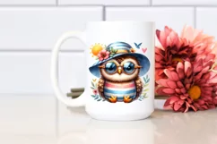 Cute Baby Owl with Sun es and Sun Hat | Clipart Product Image 2