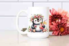 Young Penguin Adorned With Flowers Enjoying A Cocktail | Product Image 2