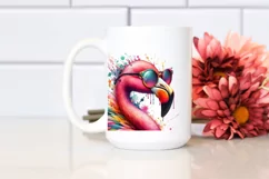 Colorful Flamingo with Sunglasses, Quirky Art Product Image 2