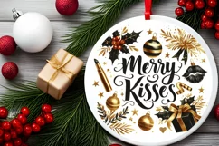 Kisses Christmas Round Ornament Sublimation Product Image 1
